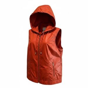 Chico's Hooded Zip Vest in Vibrant Orange